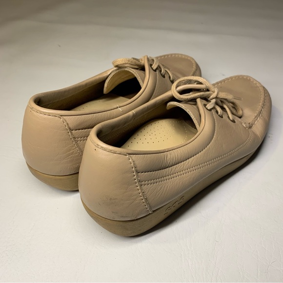 SAS Siesta Tan Beige Lace Up Moc Toe Flats Loafers Women’s Size 9.5 N - Picture 5 of 15